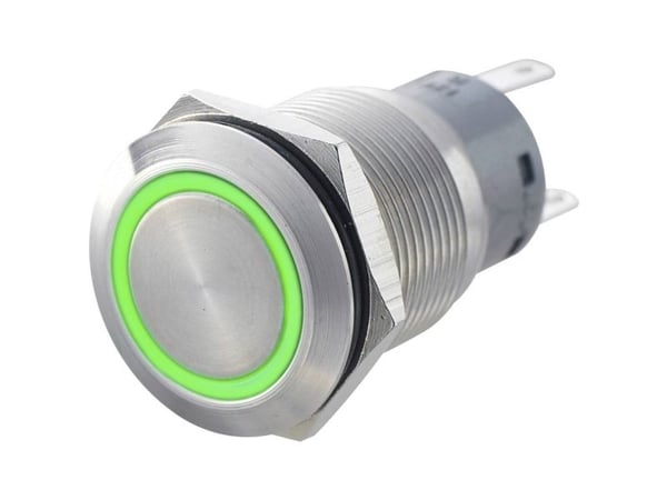 TRU COMPONENTS LAS1-AGQ-22E, GN Kiinteä painike 250 V/AC 5 A 2 x On/(On) Kosketus vihreä IP67 1 kpl 1 kpl