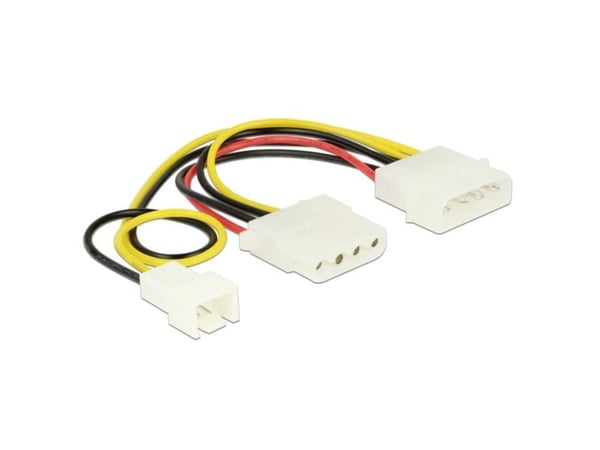 Delock - Strømkabel - 4-pin intern strøm (hann) til 4-pin intern strøm, 3-pin intern - 14.5 cm