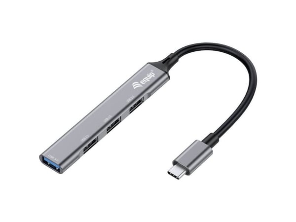 Equip 128961, USB 3.2 Gen 1 (3.1 Gen 1) Type-C, USB 2.0, USB 3.2 Gen 1 (3.1 Gen 1) Type-A, 5000 Mbit/s, Sort, Grå, Aluminium, 0,15 m