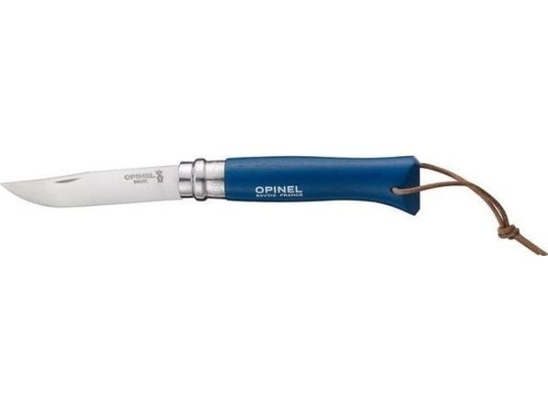 Opinel France kniv med rem Opinel Colorama 08 Inox grepp mörkblå, med insats