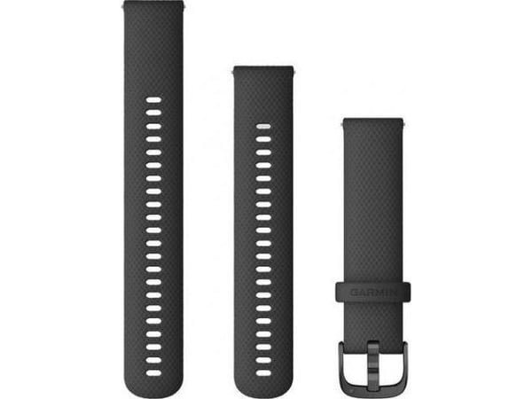 Garmin Quick Release Band - Klokkestropp for smart armbåndsur - 125 - 218 mm - svart med skiferbeslag - for Approach S40; Forerunner 245, 55, 645; ...