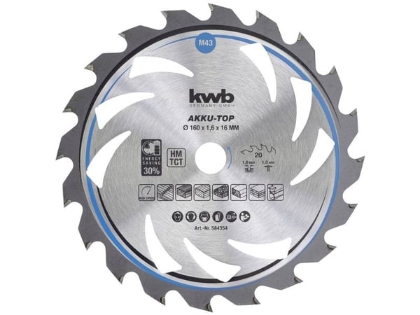 kwb 584354, Tungsten Carbide Tipped (TCT), Sponplate, Løvtre, Plast, Kryssfiner, Mykt tre, 16 cm, 1,6 cm, 1 mm, 1,6 mm