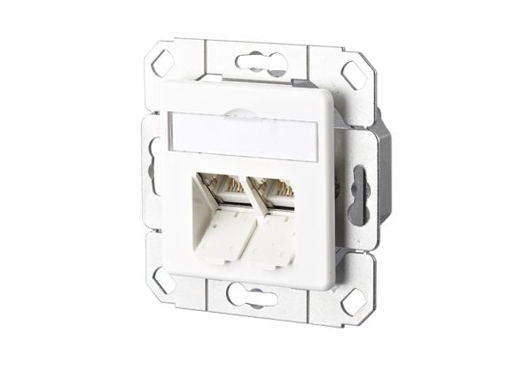 METZ CONNECT E-DAT - Planforsænket stikdåse - RJ-45 X 2 - ren hvid, RAL 9010