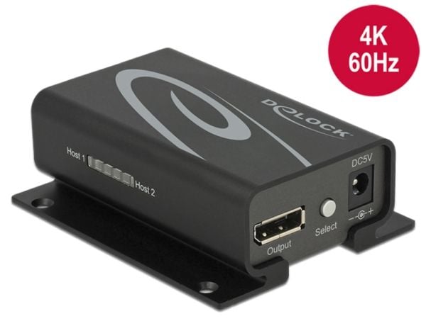 Delock Displayport 1.2 Switch 2 x Displayport in > 1 x Displayport out 4K - Video/audio switch - stasjonær - AC 100 - 240 V