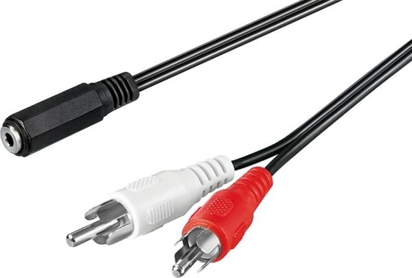 goobay - Ljudkabel - mini-phone stereo 3.5 mm hona till RCA x 2 hane - 1.4 m - svart
