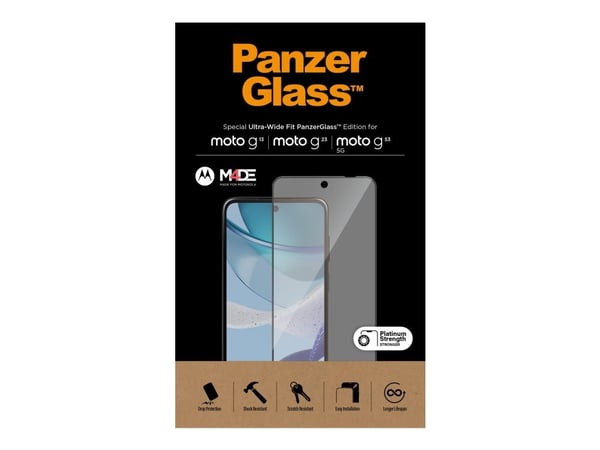 PanzerGlass - Skjermbeskyttelse for mobiltelefon - ultrabred passform - glass - rammefarge svart - for Motorola Moto G13, G23, G53, G53 5G