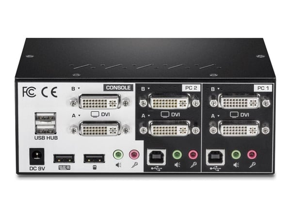 TRENDnet TK-232DV 2-port DVI KVM-switch med lyd og USB 2.0-hub