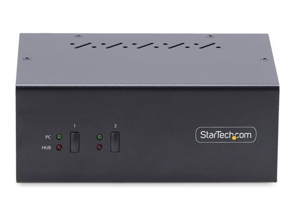 Startech 2-Port Dual-Monitor DisplayPort KVM Switch, 4K 60Hz, 2x USB 5Gbps Hub Ports, 2x USB 2.0 HID Ports, Hotkey and Push-Button Switching, TAA C...