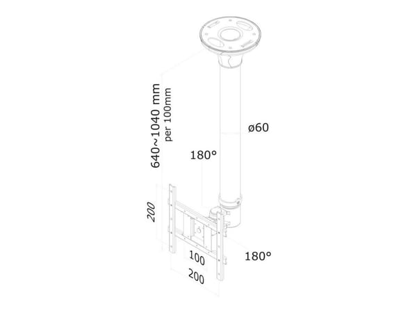 Neomounts FPMA-C200 - Fäste - fullständig rörelse - för LCD-display - silver - skärmstorlek: 10"-40" - takmonterbar