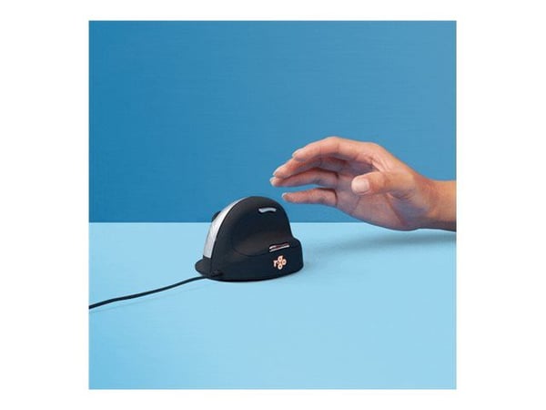 R-Go Ergonomic mouse HE Break - Vertikal mus - ergonomisk - høyrehendt - 5 knapper - kablet - USB - svart