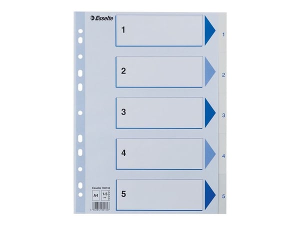 Register Esselte PP A4 1-5 hvid - (20 stk.)