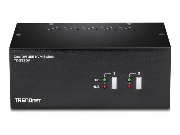 TRENDnet TK-232DV 2-port DVI KVM-switch med lyd og USB 2.0-hub