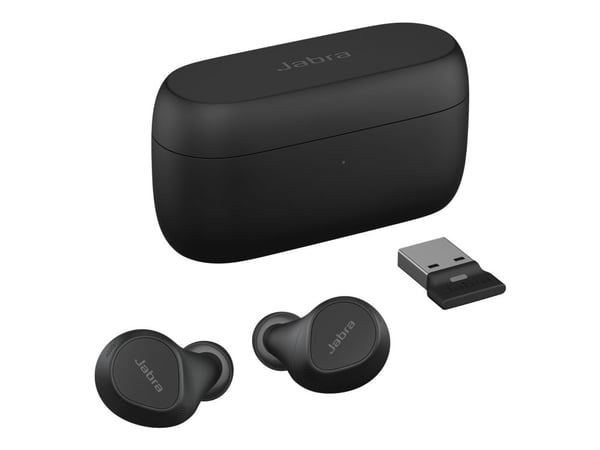 Jabra Evolve2 Buds UC - True wireless-hodetelefoner med mikrofon - i øret - Bluetooth - aktiv støydemping - USB-A via Bluetooth-adapter - lydisoler...