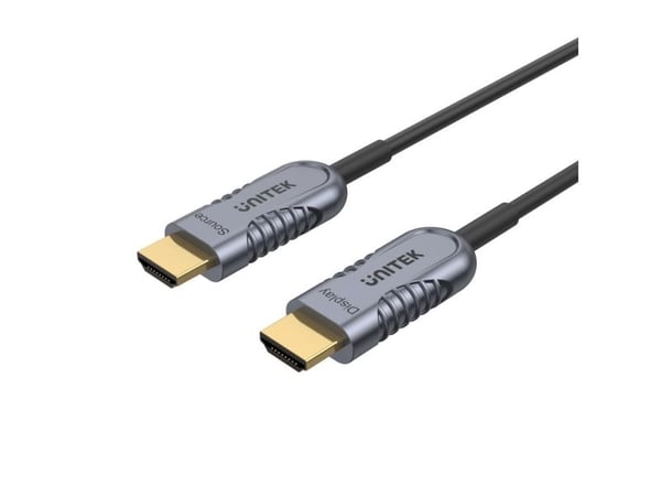 Unitek Ultrapro C11035DGY - HDMI-kabel - HDMI hann til HDMI hann - 70 m - skjermet hybrid kobber/fiber-optikk - Active Optical Cable (AOC), 4K 120 ...
