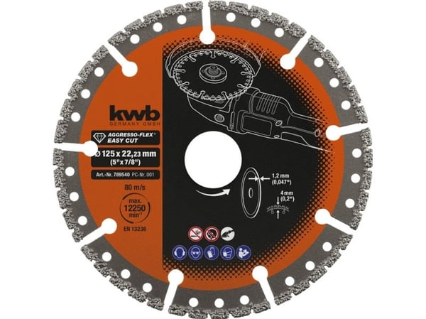 kwb 789840, Diamant-kappeskive med segmentert kant, Tørrkutting, Metall, Plast, Stein, 2,22 cm, 23 cm, 4 mm