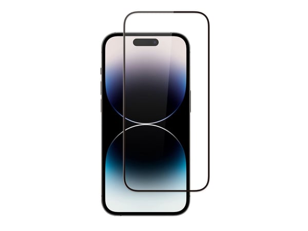 Screenor Premium - Skjermbeskyttelse for mobiltelefon - full deksel - glass - rammefarge svart - for Apple iPhone 15, 16