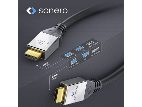 sonero S-HC000-010, 1 m, HDMI Type A (Standard), HDMI Type A (Standard), 3D, 18 Gbit/sek., Svart