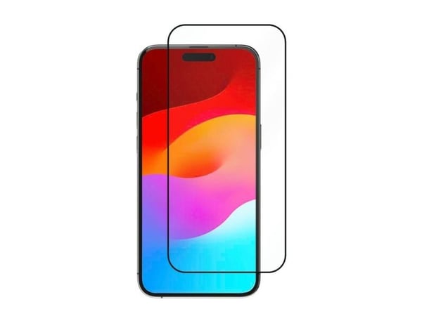 eSTUFF Titan Shield - Skjermbeskyttelse for mobiltelefon - full deksel - glass - rammefarge svart (en pakke 50) - for Apple iPhone 15 Pro Max