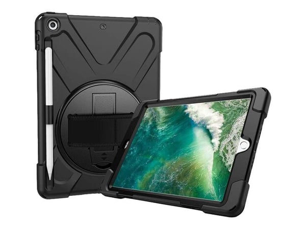 eSTUFF Defender Case - Baksidedeksel for nettbrett - svart - 9.7" - for Apple 9.7-inch iPad (5. generasjon, 6. generasjon)