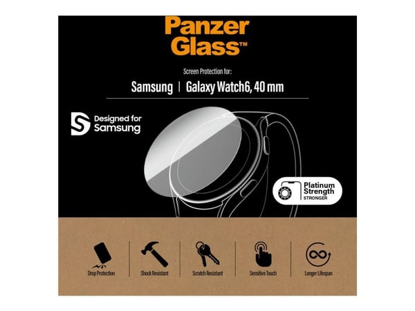 PanzerGlass Samsung Galaxy Watch 6 Classic 43mm, Läpinäkyvä, Samsung, Samsung - Galaxy Watch6 40mm, Karkaistu lasi, Polyeteenitereftalaatti, Naarmu...