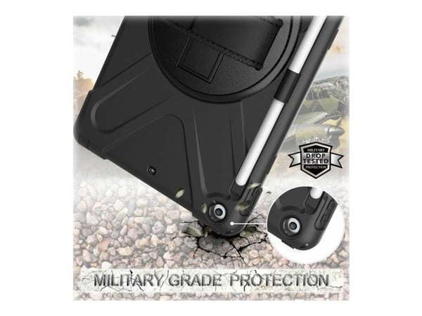 eSTUFF Defender Case - Baksidedeksel for nettbrett - svart - 9.7" - for Apple 9.7-inch iPad (5. generasjon, 6. generasjon)