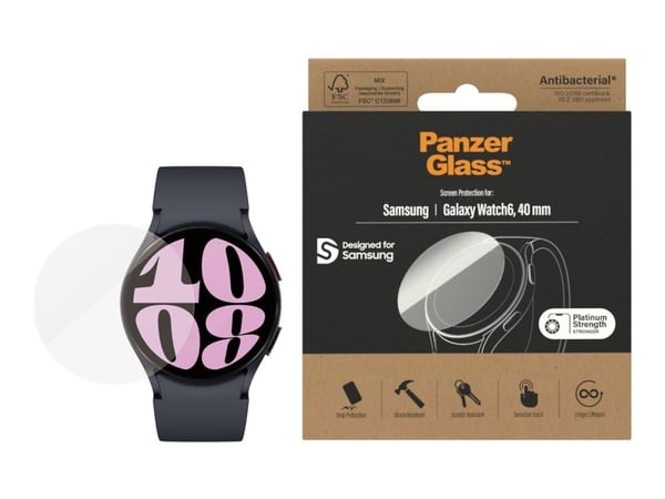 PanzerGlass Samsung Galaxy Watch 6 Classic 43mm, Läpinäkyvä, Samsung, Samsung - Galaxy Watch6 40mm, Karkaistu lasi, Polyeteenitereftalaatti, Naarmu...