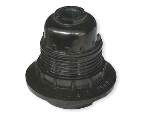 Lampeholder E27 - 1 termoplast sort med krage D.3006