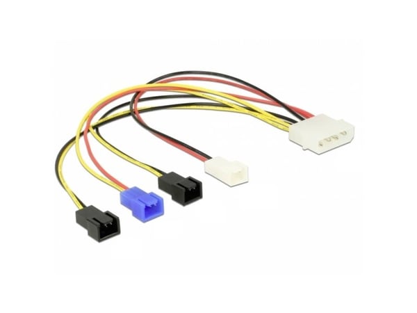 DELOCK Virtajohto Molex 4Pin -> 4x 2Pin tuuletin St/St 0.20m