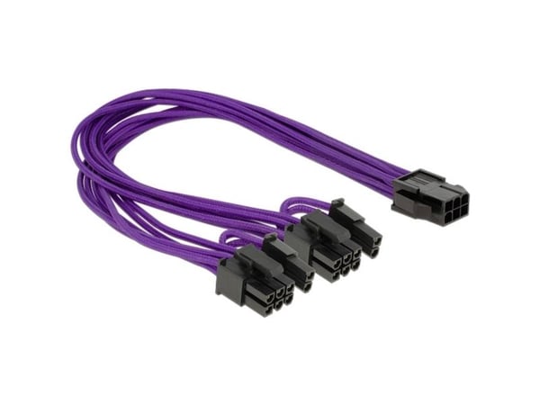 Delock - Strømadapter - 8-pins PCIe-strøm (6+2) (hann) til 6-pins PCIe-strøm (hunn) - 30 cm - purpur