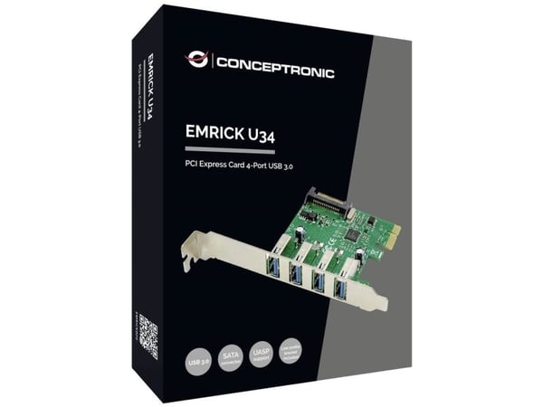 Conceptronic Emrick U34 - USB-adapter - PCIe låg profil - USB 3.0 x 4