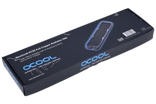 Alphacool NexXxos ST30, Radiatorblokk, Messing, Kopper, Stål, Sort, 1/4", 2 vifter, 12 cm