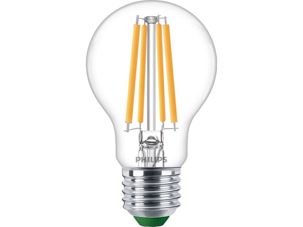 Philips - LED-glödlampa med filament - form: A60 - klar finish - E27 - 4 W (motsvarande 60 W) - klass A - varmt vitt ljus - 2700 K - transparent