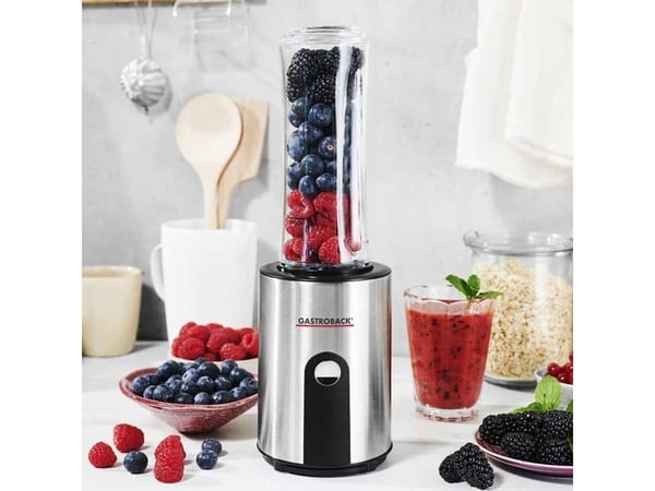 Gastroback Design Smoothie Maker Mix & Go, kannettava sekoitin, 0,6 L, Jäänmurskaus, 1 m, 300 W, Ruostumaton teräs