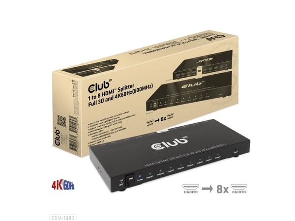 Club 3D CSV-1383 - Video/lyd-splitter - 8 x HDMI - stasjonær