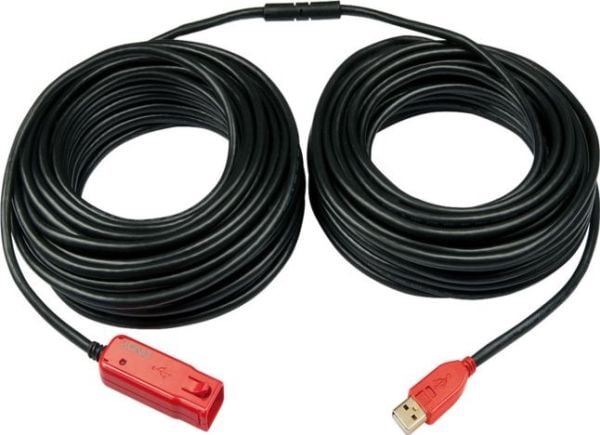 Lindy 42923, 30 m, USB A, USB A, USB 2.0, Hankjønn/hunkjønn, Svart, Rød