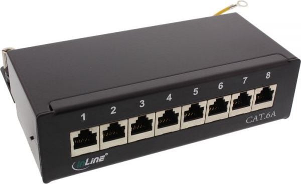InLine 76808S, Cat6a, Seinäkiinnitys, musta, 575 g, 140 mm, 220 mm