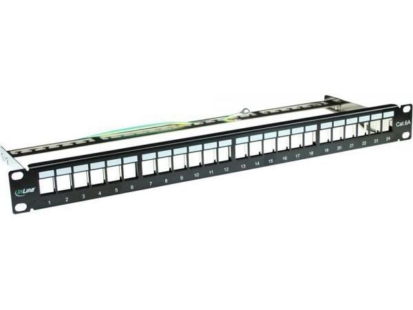 InLine 4043718158942, Cat6a, Musta, Telinekiinnitys, 1U