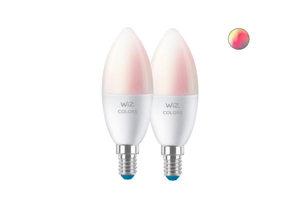 WiZ Colors - LED-lyspære - form: C37 - mattslipt finish - E14 - 4.9 W (ekvivalent 40 W) - klasse F - flerfarget/dagslys til varmt hvitt lys - 2200-...