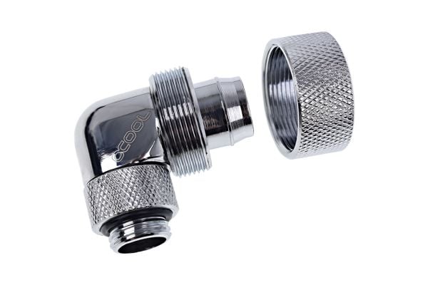 Alphacool 17243, Nickel, Sølv, 90°, Hankjønn, 26 mm, 37,5 mm, 36,5 mm