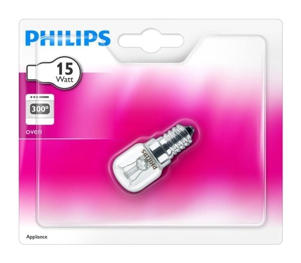 Philips Spesialfelt Glødepære til spesielle bruksområder, 15 W, E14, 1000 timer, 90 lm, Husholdning, Klar
