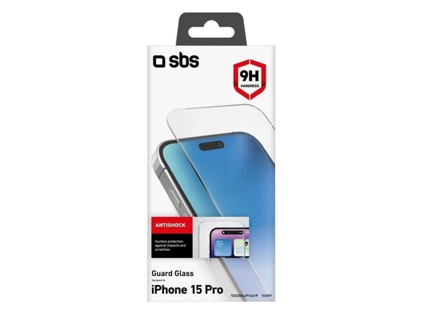 SBS TESCRGLIP1561P, Apple, iPhone 15 Pro, Støtbestandig, Ripebestandig, Sjokkresistent, Gjennomsiktig, 1 stykker
