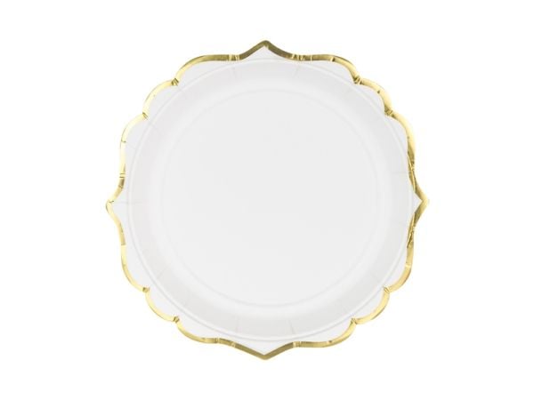 Party Deco Paper plates, white with golden edges, 18 cm, 6 pcs universal