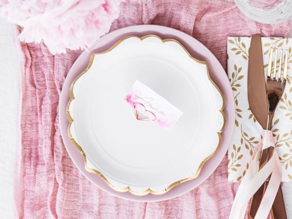Party Deco Paper plates, white with golden edges, 18 cm, 6 pcs universal