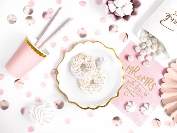 Party Deco Paper plates, white with golden edges, 18 cm, 6 pcs universal