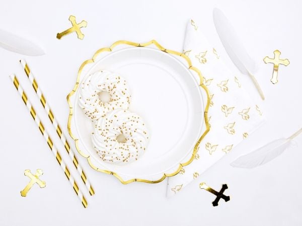 Party Deco Paper plates, white with golden edges, 18 cm, 6 pcs universal