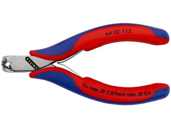Knipex 64 02 115, Endekuttende tang, Stål, Blå, Rød, 115 mm, 94 g
