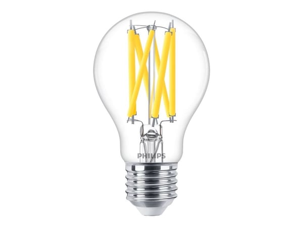 Philips LED Classic - LED-filamentlyspære - form: A60 - klar finish - E27 - 10.5 W (ekvivalent 100 W) - klasse D - varmglødslys - 2200-2700 K