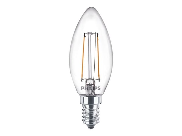 Philips - LED-filamentlyspære - form: B35 - klar finish - E14 - 2 W (ekvivalent 25 W) - klasse E - varmt hvitt lys - 2700 K (en pakke 3)