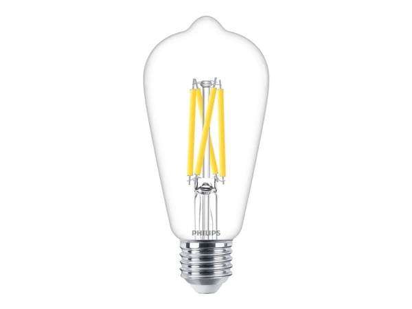 Philips - LED-filamentlyspære - form: ST64 - klar finish - E27 - 5.9 W (ekvivalent 60 W) - klasse D - varmt hvitt lys - 2200-2700 K