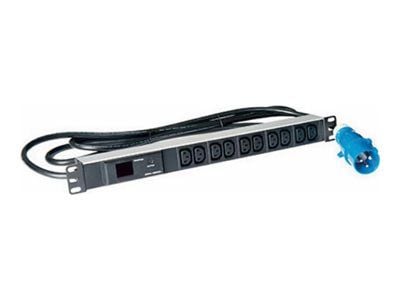 Lanview LVR261877 - Strømfordelingslist (kan monteres i rack) - 16A, AMP meter - AC 230 V - inngang: IEC 60309 16A - utgangskontakter: 10 (10 x IEC...